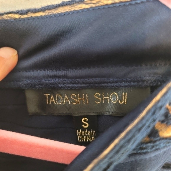 TADASHI SHOJI PINTUCK JERSEY AND LACE DRESS IN NAVY NUDE, SZ SMALL - Picture 6 of 16